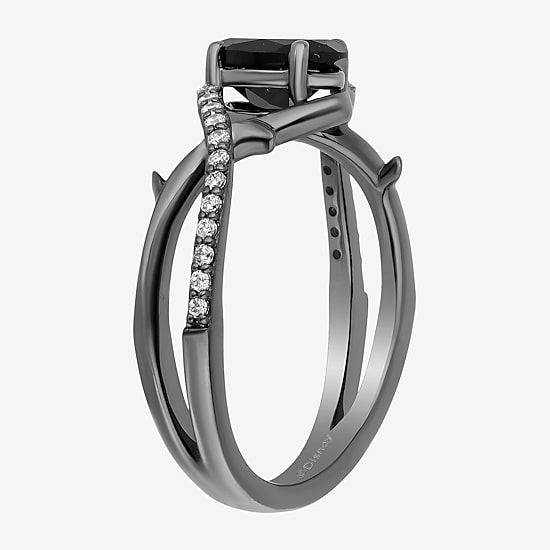 Enchanted Disney Fine Jewelry Maleficent (I,I2) Womens 1/8 CT. T.W. Genuine Black Onyx Sterling Silver Oval Maleficent Cocktail Ring