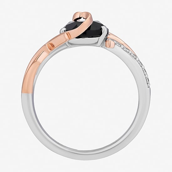 Enchanted Disney Fine Jewelry Maleficent (I,I2) Womens 1/8 CT. T.W. Genuine Black Onyx 14K Rose Gold Over Silver Sterling Silver Oval Maleficent Cocktail Ring