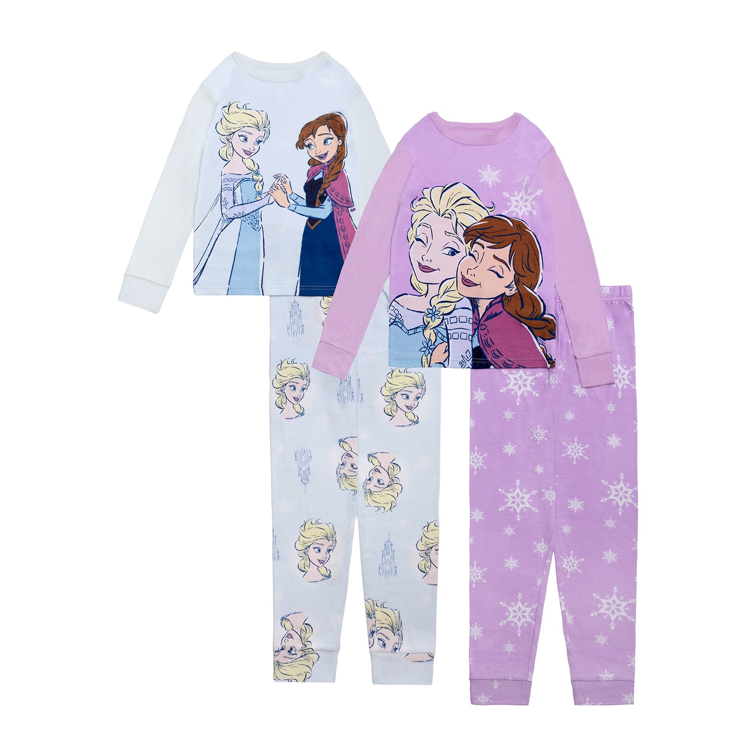 Disney Collection Little & Big Kid Girls Frozen Crew Neck Long Sleeve 4-pc. Pajama Set