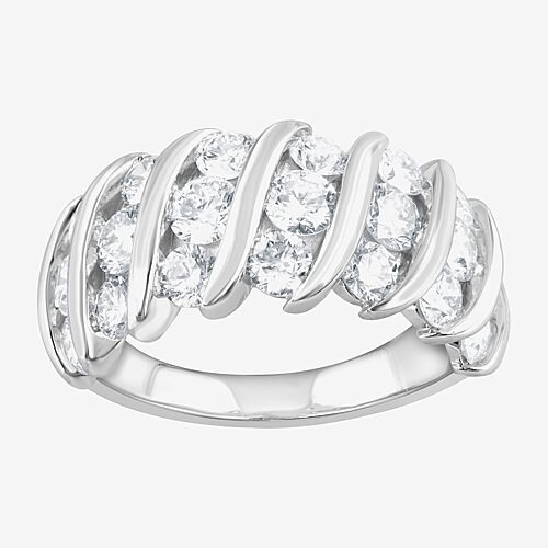 (F, Si2) Womens 3 1/10 Ct. T.W. Lab Grown White Diamond Sterling Silver Band, 8, White