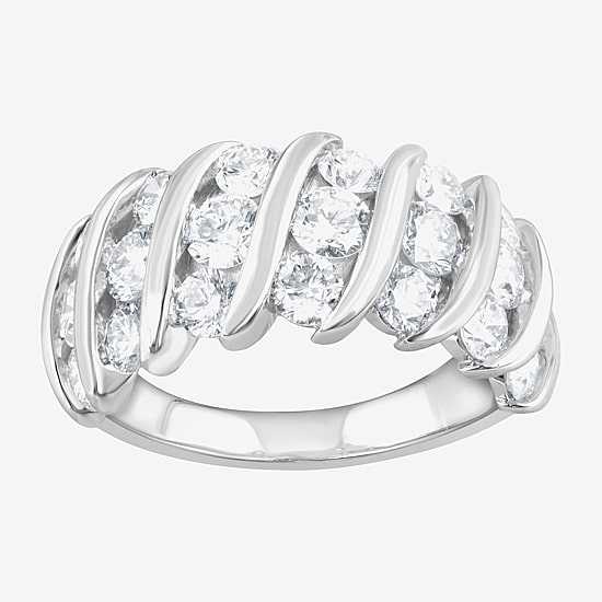 (F, Si2) Womens 3 1/10 Ct. T.W. Lab Grown White Diamond Sterling Silver Band