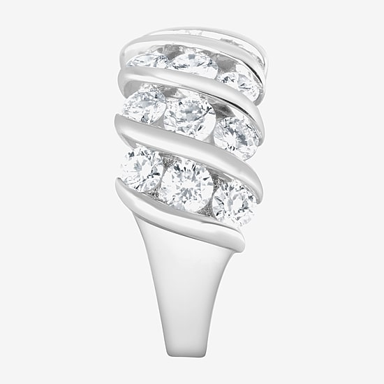 (F, Si2) Womens 3 1/10 Ct. T.W. Lab Grown White Diamond Sterling Silver Band