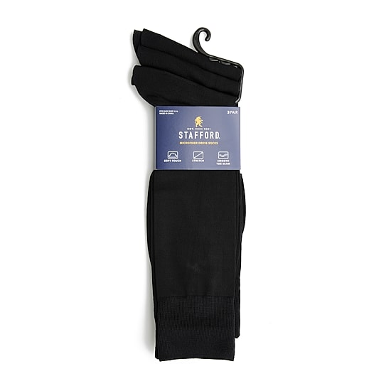 Stafford Microfiber Mens 3 Pair Big and Tall Crew Socks