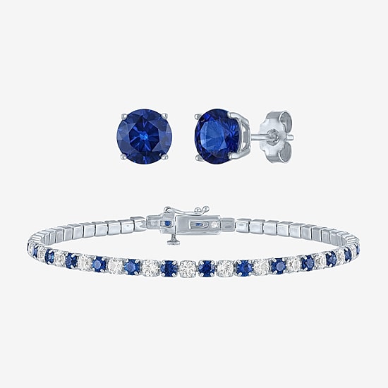 Womens Lab Created Blue Sapphire Sterling Silver 2-pc. Jewelry Set