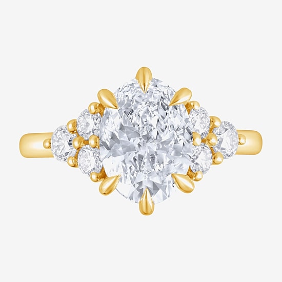 (F / Vs2) Womens 2 7/8 Ct. T.W. Lab Grown White Diamond 10K Gold Oval Engagement Ring