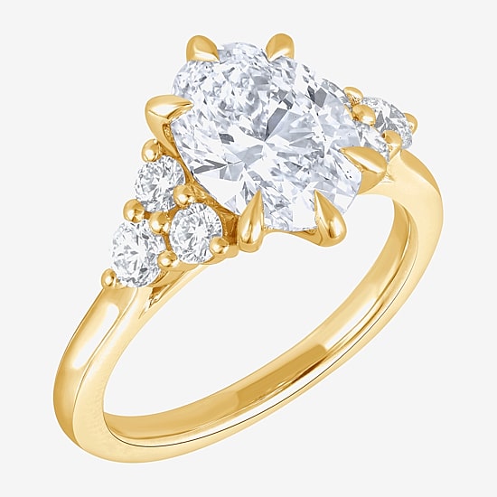 (F / Vs2) Womens 2 7/8 Ct. T.W. Lab Grown White Diamond 10K Gold Oval Engagement Ring