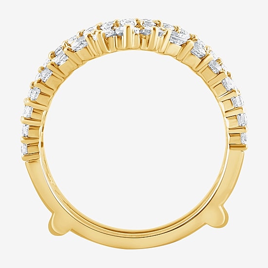 (F / Vs2) Womens 2 CT. T.W. Lab Grown White Diamond 10K Gold Ring Guard