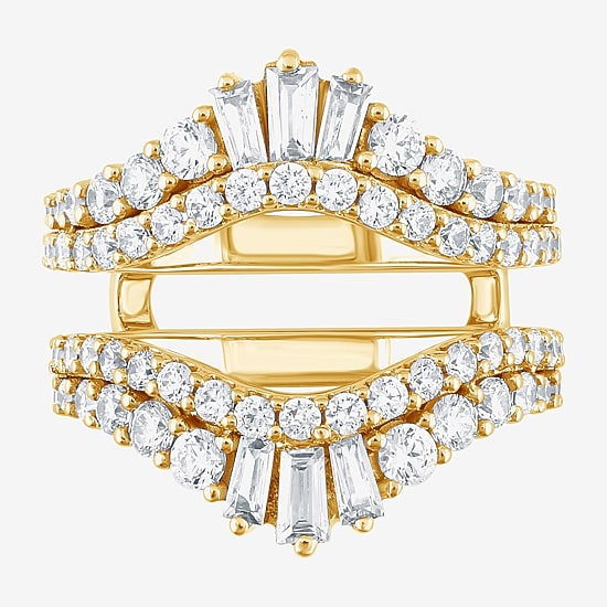 (F / Vs2) Womens 2 CT. T.W. Lab Grown White Diamond 10K Gold Ring Guard