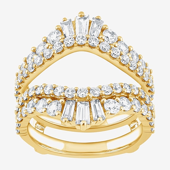 (F / Vs2) Womens 2 CT. T.W. Lab Grown White Diamond 10K Gold Ring Guard