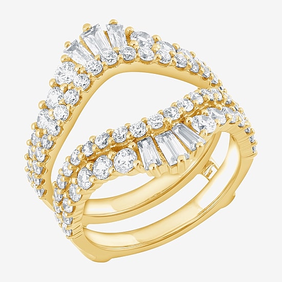 (F / Vs2) Womens 2 CT. T.W. Lab Grown White Diamond 10K Gold Ring Guard