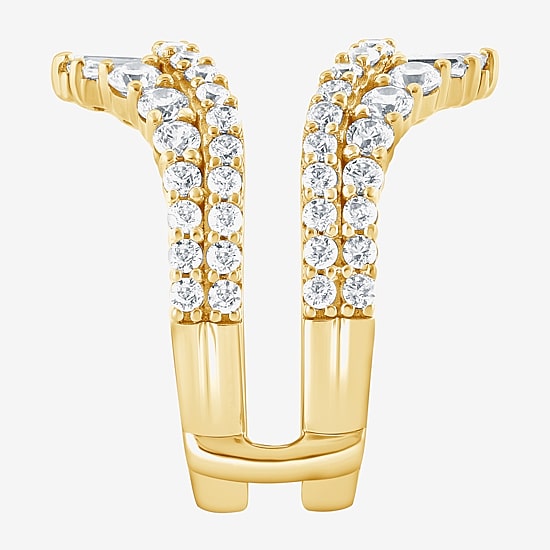(F / Vs2) Womens 2 CT. T.W. Lab Grown White Diamond 10K Gold Ring Guard