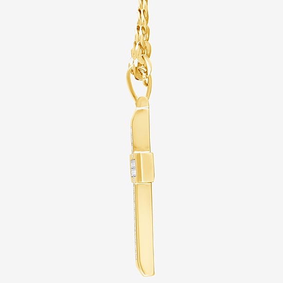 Cross (F, Si2) Mens 3/4 CT. T.W. Lab Grown White Diamond 14K Gold Over Silver Cross 18 Inch Pendant Necklace