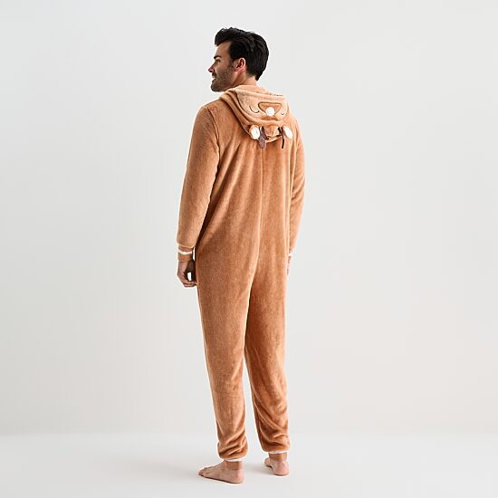North Pole Trading Co. Reindeer Unisex Adult Plush Long Sleeve Hooded Matching Family One Piece Pajama