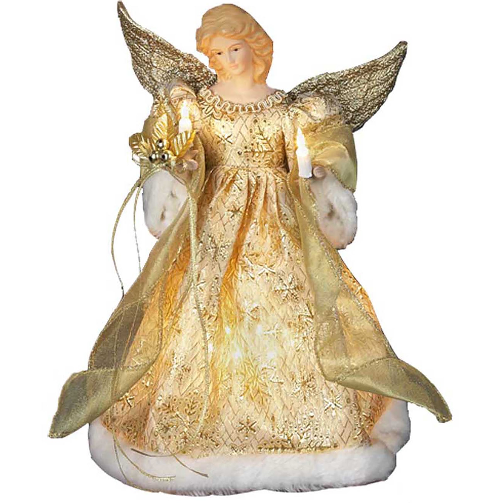 Kurt Adler 12" Gold Dress Lighted Angel Treetopper