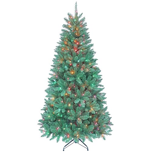 Kurt Adler 7 Ft. Pre-Lit Pine Tree with Multi-Colored Lights, One Size, Green