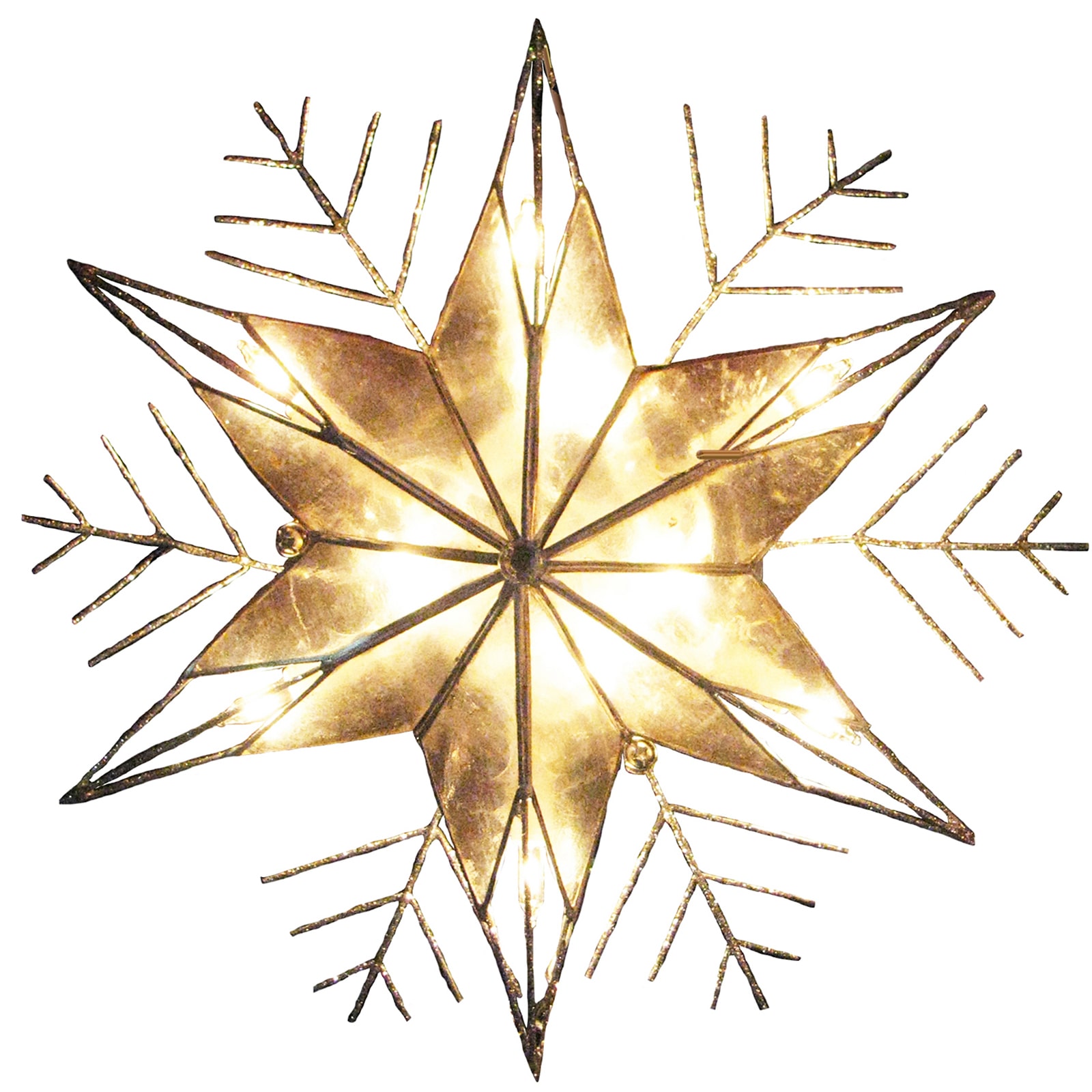Kurt Adler 10" Silver Wire Capiz Snowflake Lighted Christmas Tree Topper