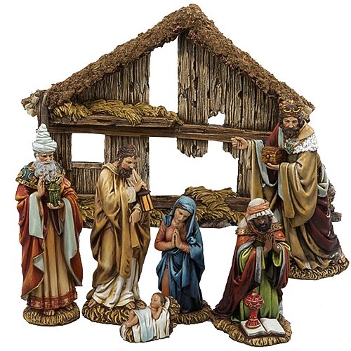 Kurt Adler 6-Inch Resin Nativity Set of 7, One Size, Multiple Colors