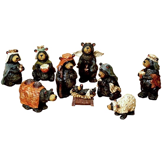 Kurt Adler Bear Nativity Set Of 9 Figures