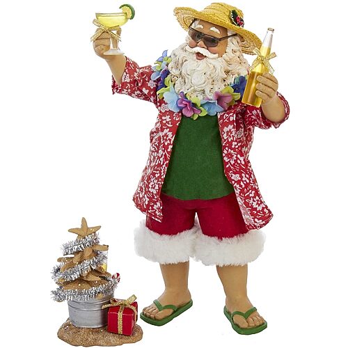 Kurt Adler 10" Fabriché Beach Santa, 2-piece Set, One Size, Multiple Colors