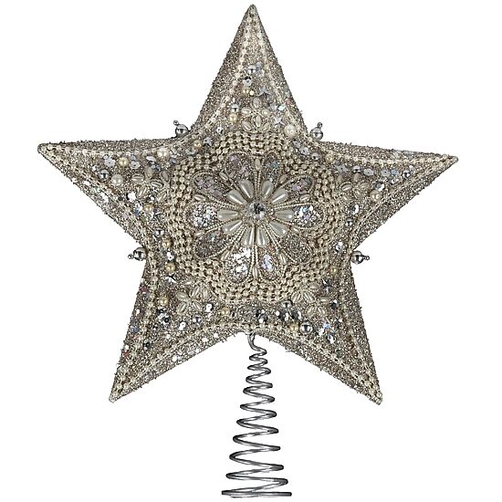 Kurt Adler 13.5" Platinum Star With Glitter Treetopper