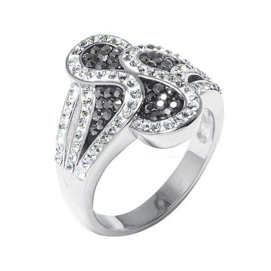Sparkle Allure Womens Black Crystal Pure Silver Over Brass Cocktail Ring