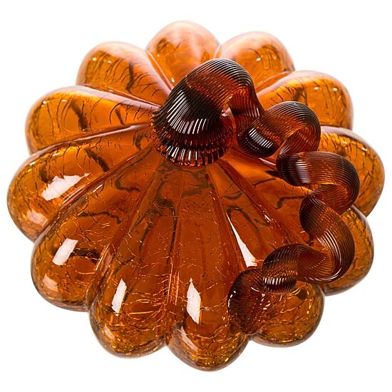 Glitzhome Amber Crackle Glass Pumpkin