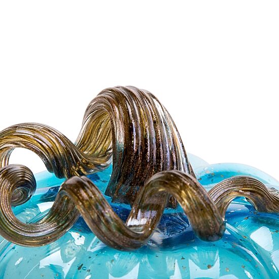 Glitzhome Blue Glass Pumpkin Tabletop Decor