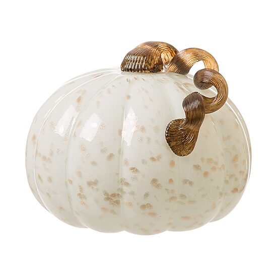 Glitzhome Golden/White Glass Pumpkin Tabletop Decor