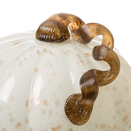 Glitzhome Golden/White Glass Pumpkin Tabletop Decor