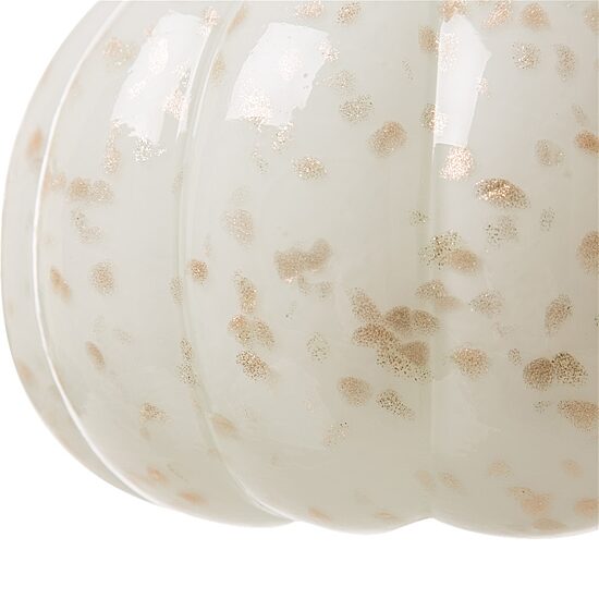 Glitzhome Golden/White Glass Pumpkin Tabletop Decor