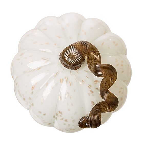 Glitzhome Golden/White Glass Pumpkin Tabletop Decor