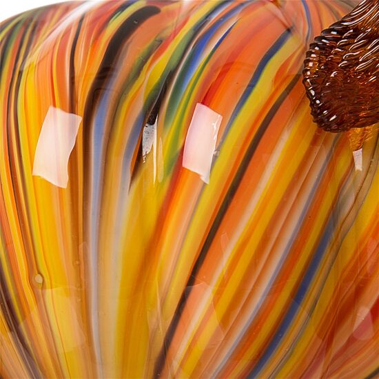 Glitzhome Multi Striped Glass Large Pumpkin Thanksgiving Tabletop Decor