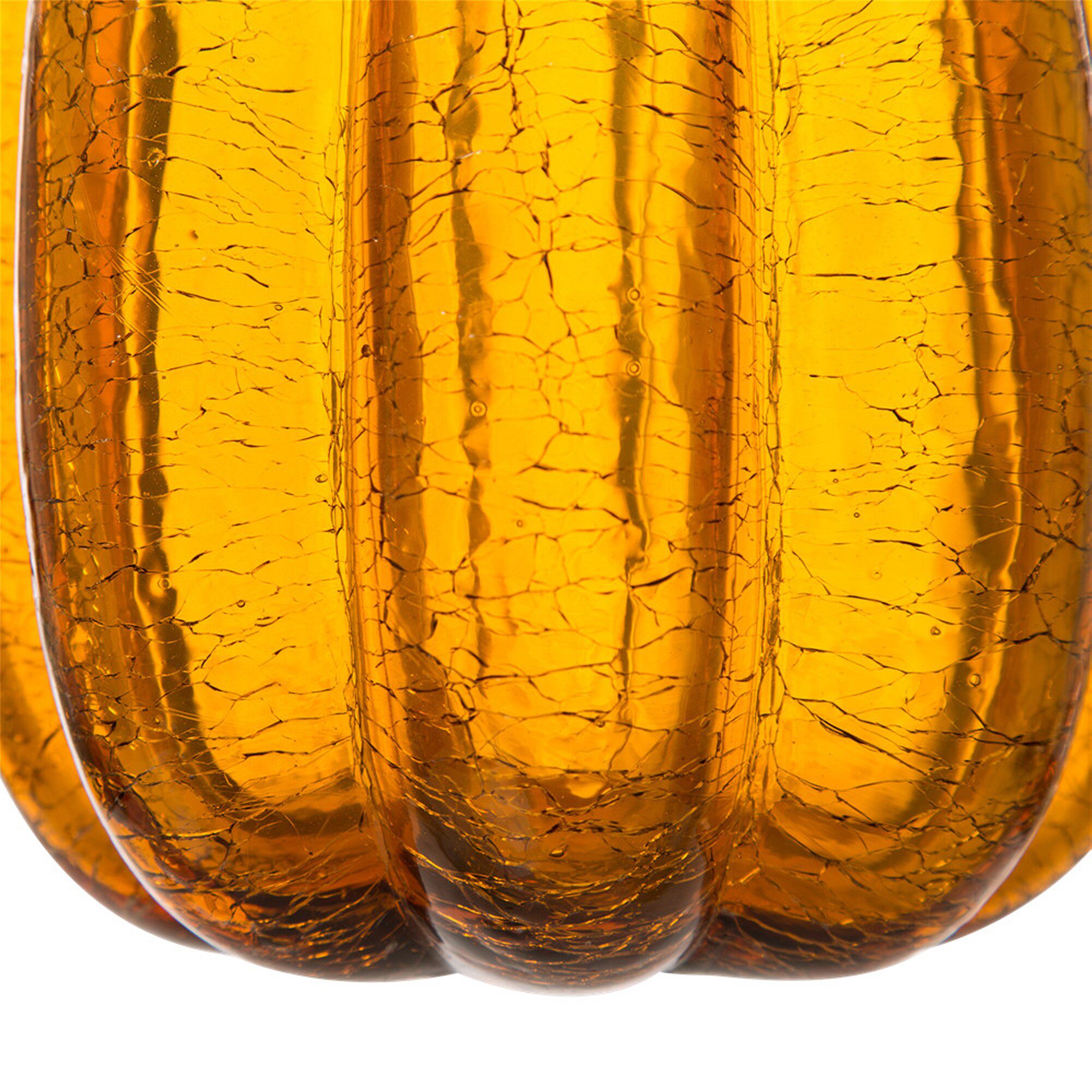 Glitzhome Amber Crackle Tall Glass Pumpkin Thanksgiving Tabletop Decor