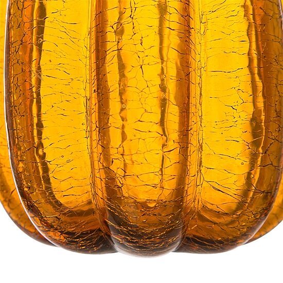 Glitzhome Amber Crackle Tall Glass Pumpkin Thanksgiving Tabletop Decor