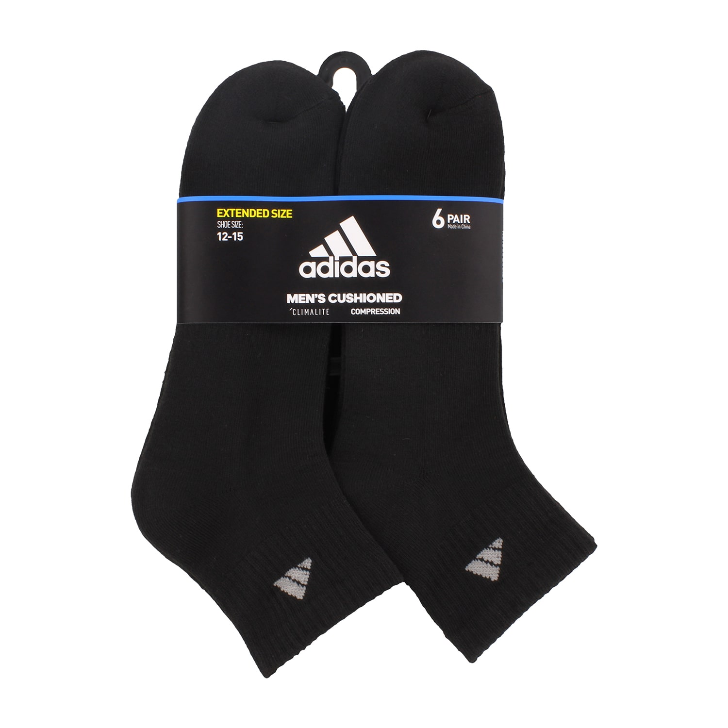 adidas Mens Multi-Pack 6 Pair Big and Tall Quarter Ankle Socks