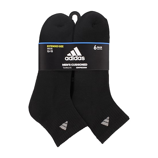 adidas Mens Multi-Pack 6 Pair Big and Tall Quarter Ankle Socks