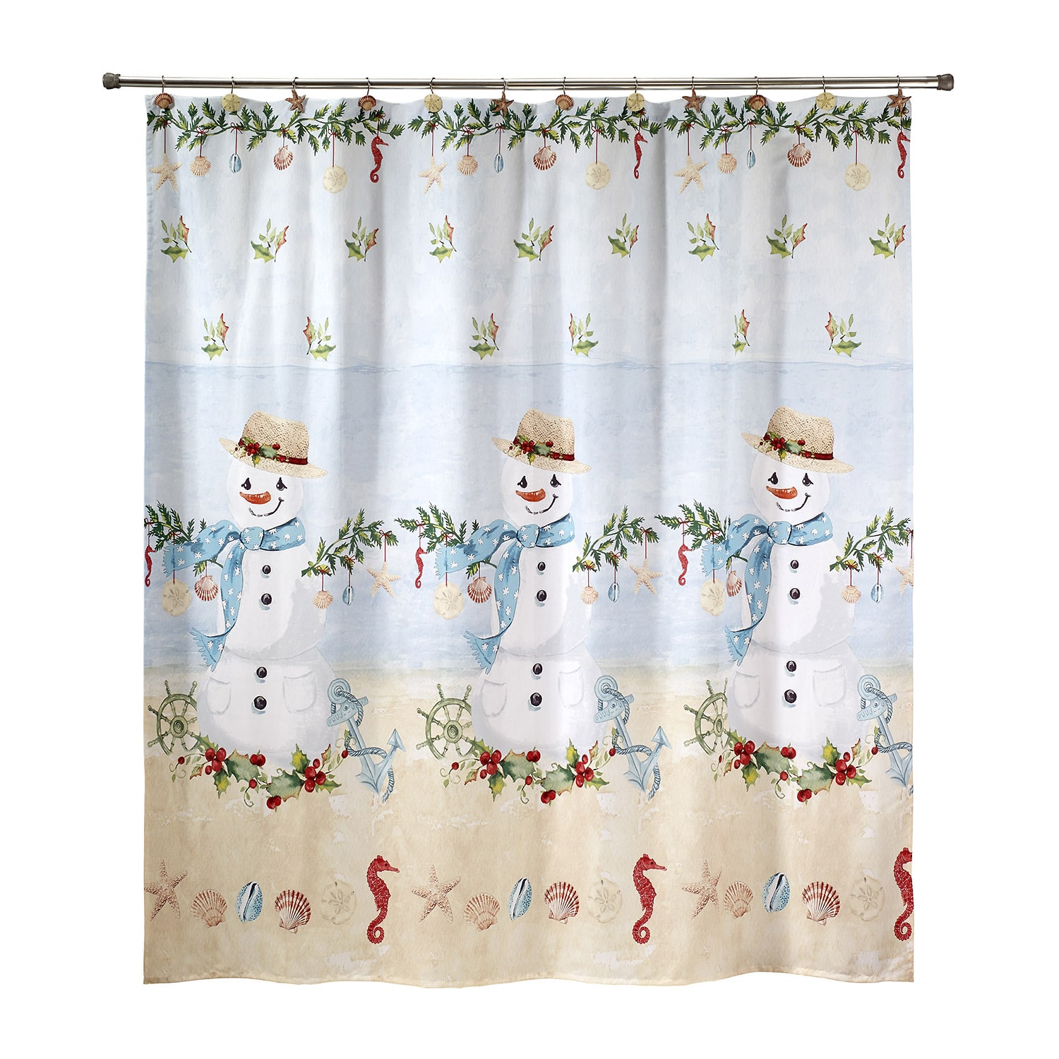 Avanti Coastal Snowman Shower Curtain
