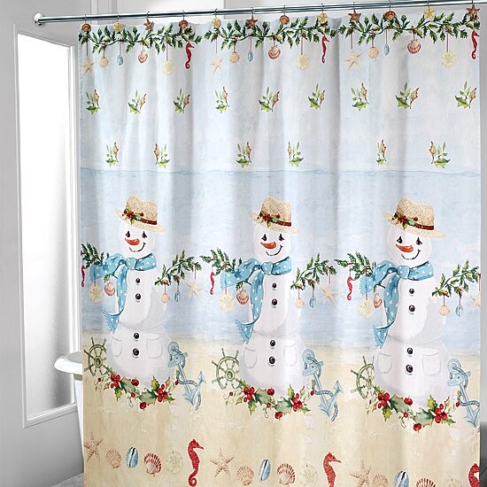 Avanti Coastal Snowman Shower Curtain