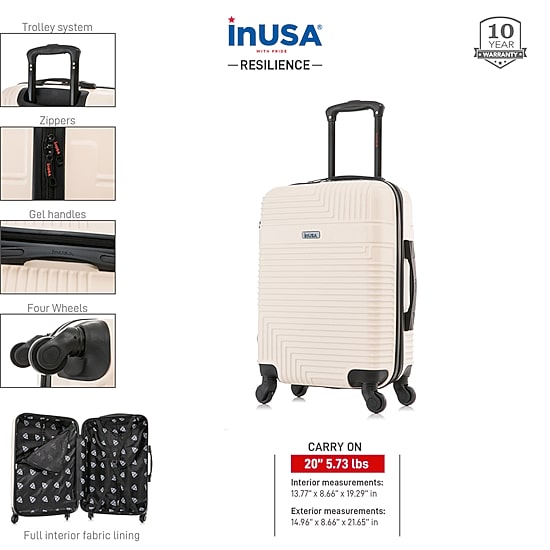InUSA Resilience 20 Inch Hardside Lightweight Carry-On Spinner Luggage