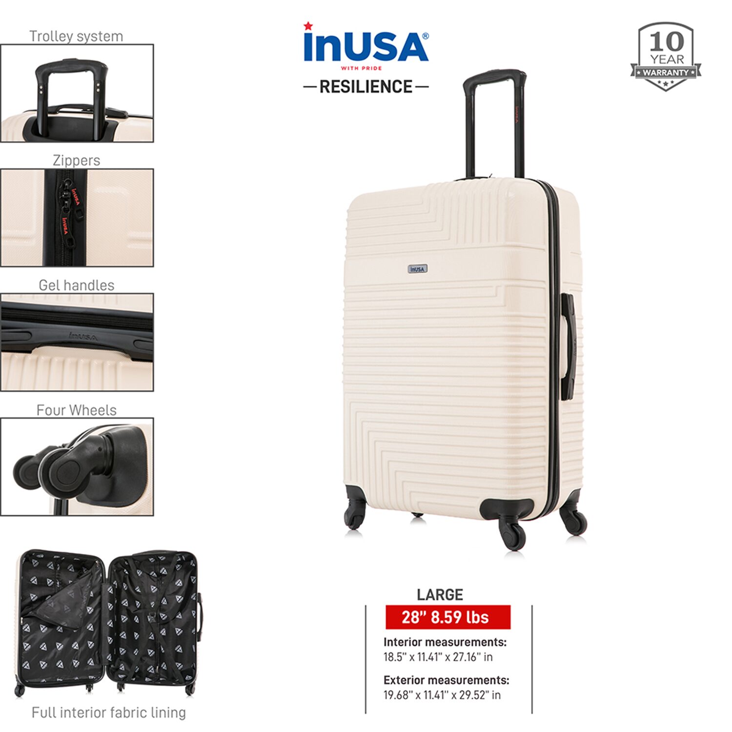 InUSA Resilience 28 Inch Hardside LIGHTWEIGHT Checked Spinner Luggage