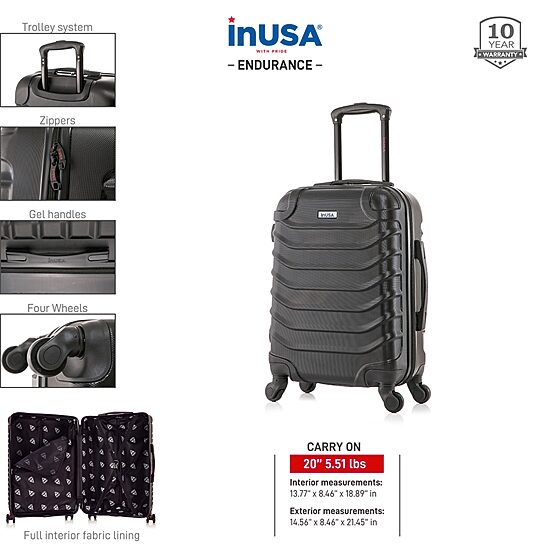 InUSA Endurance 20 Inch Hardside Lightweight Carry-On Spinner Luggage