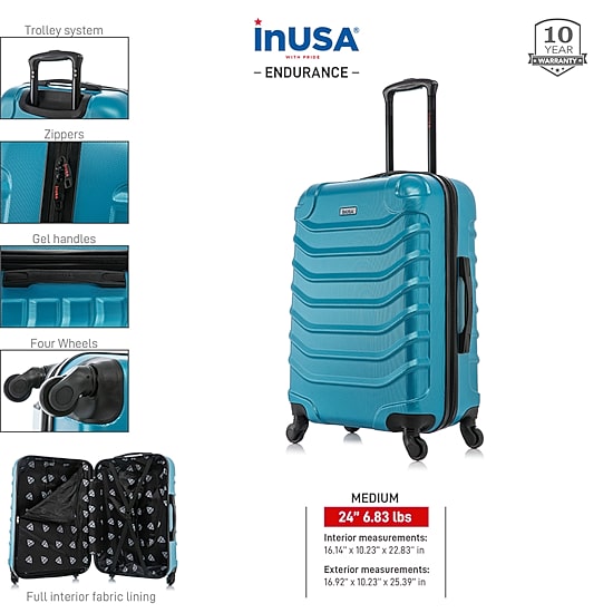 InUSA Endurance 24 Inch Hardside Lightweight Checked Spinner Luggage