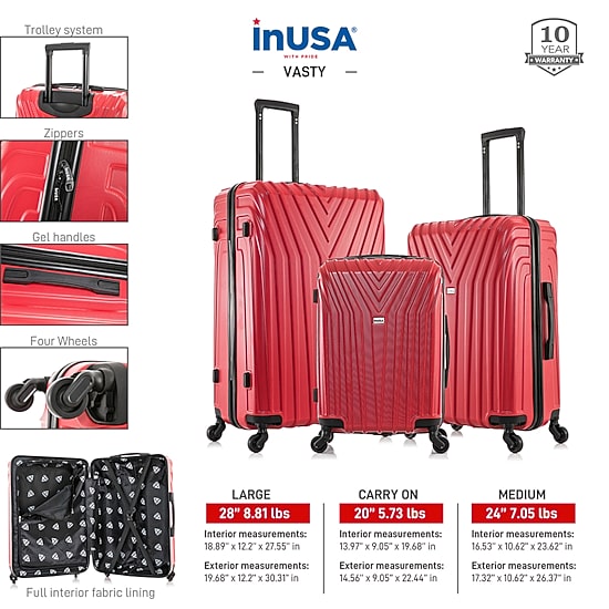 InUSA Vasty 3-pc. Hardside Lightweight Spinner Luggage Set