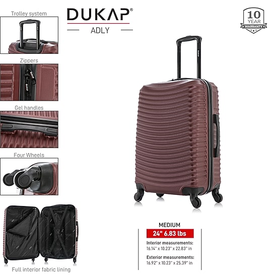 Dukap Adly 24 Inch Hardside Lightweight Checked Spinner Luggage