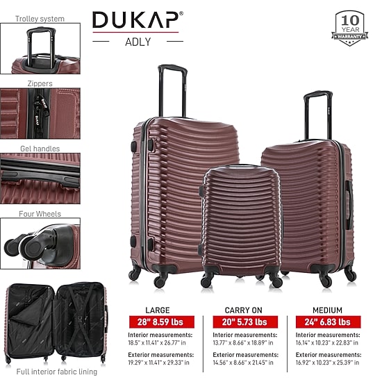 DUKAP Adly 3-pc.Hardside Lightweight Spinner Luggage Set