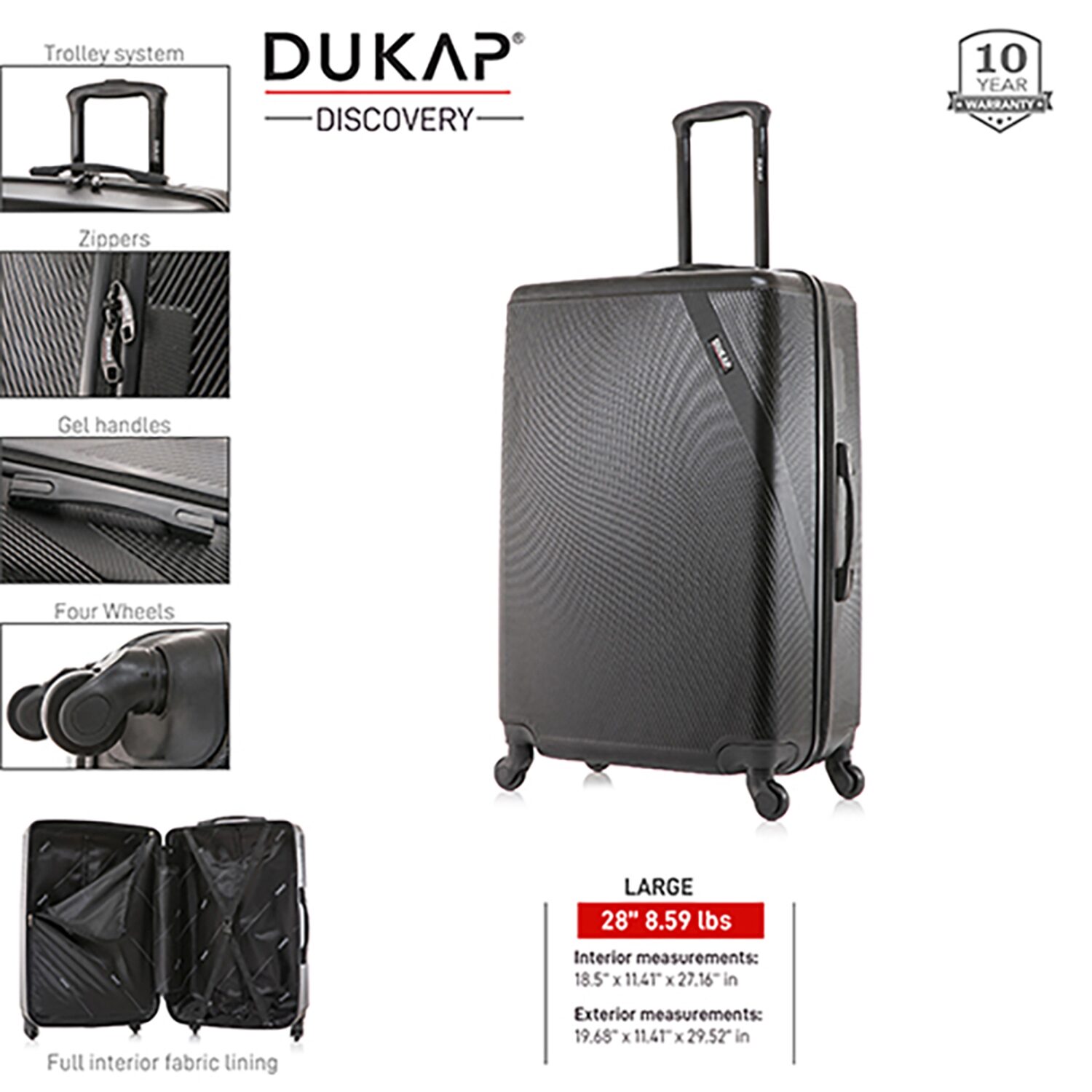 Dukap Discovery 28 Inch Hardside Lightweight Checked Spinner Luggage