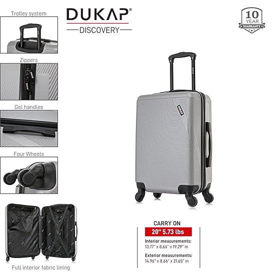 Dukap Discovery 20 Inch Hardside Lightweight Carry-On Spinner Luggage