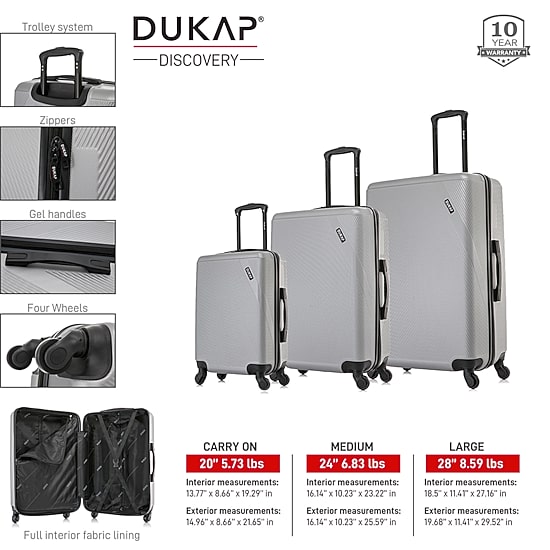 DUKAP Discovery 3-pc.Hardside Lightweight Spinner Luggage Set