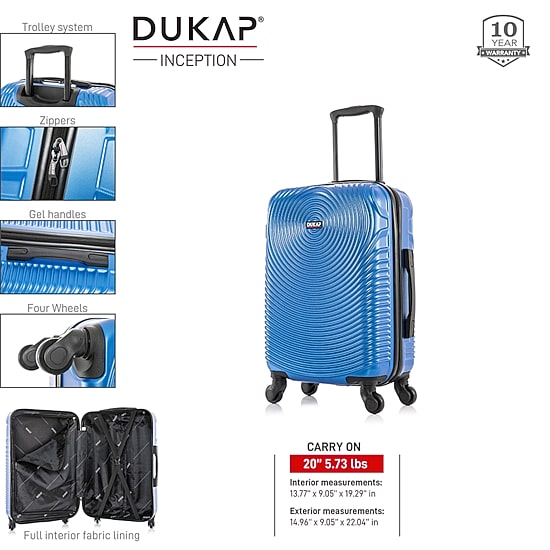 Dukap Inception 20 Inch Hardside Lightweight Carry-On Spinner Luggage
