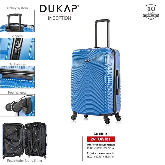 Dukap Inception 24 Inch Hardside LIGHTWEIGHT Checked Spinner Luggage